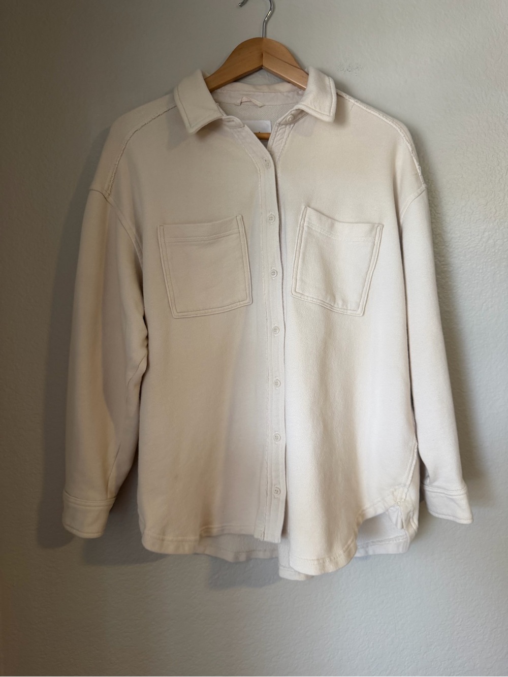 Aerie LumberJane Oversized Shirt Jacket Toasted Coconut Size Small Cozy Layering - Picture 2 of 7
